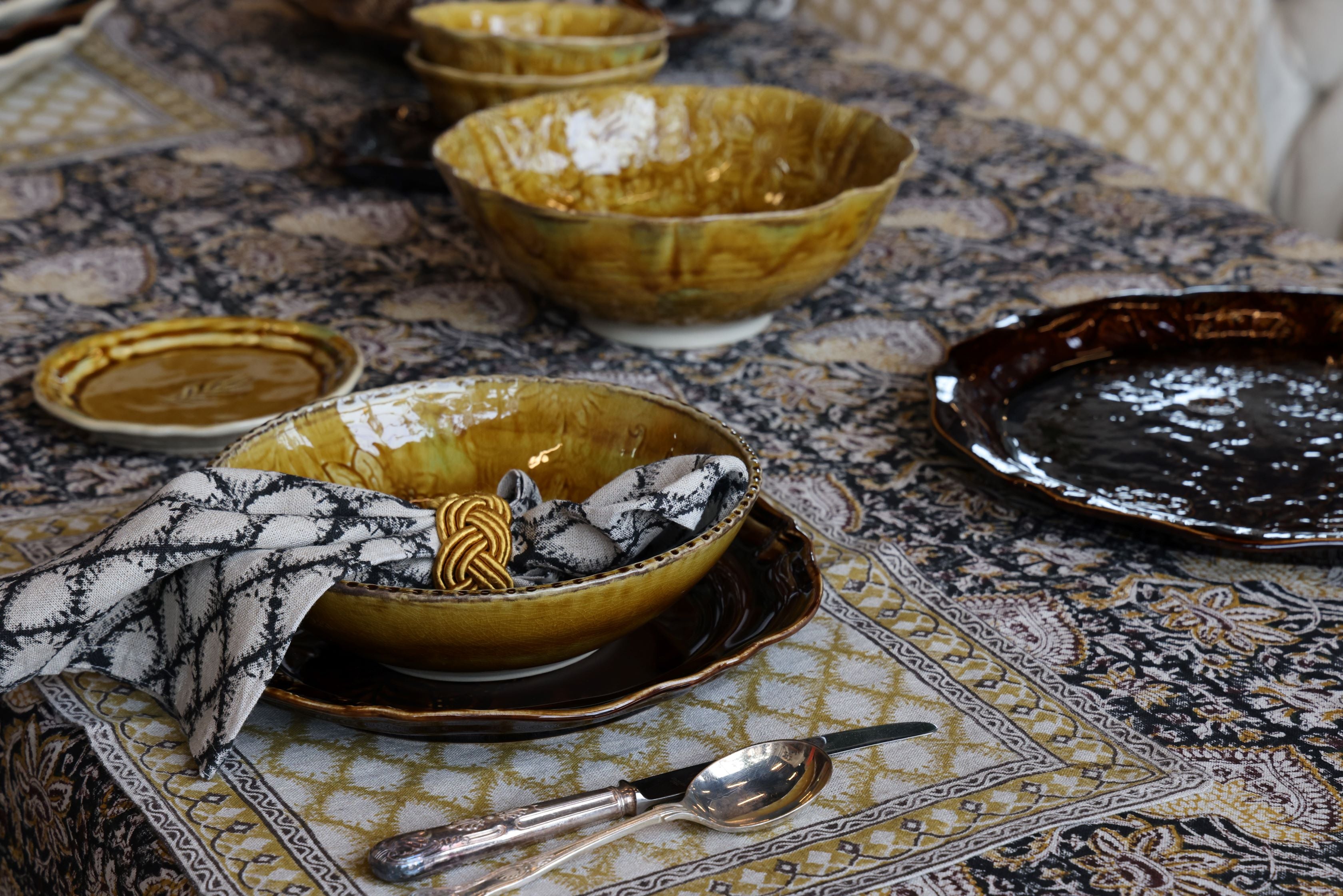 Napkin Ring Corded Design - Ochre Set of 4