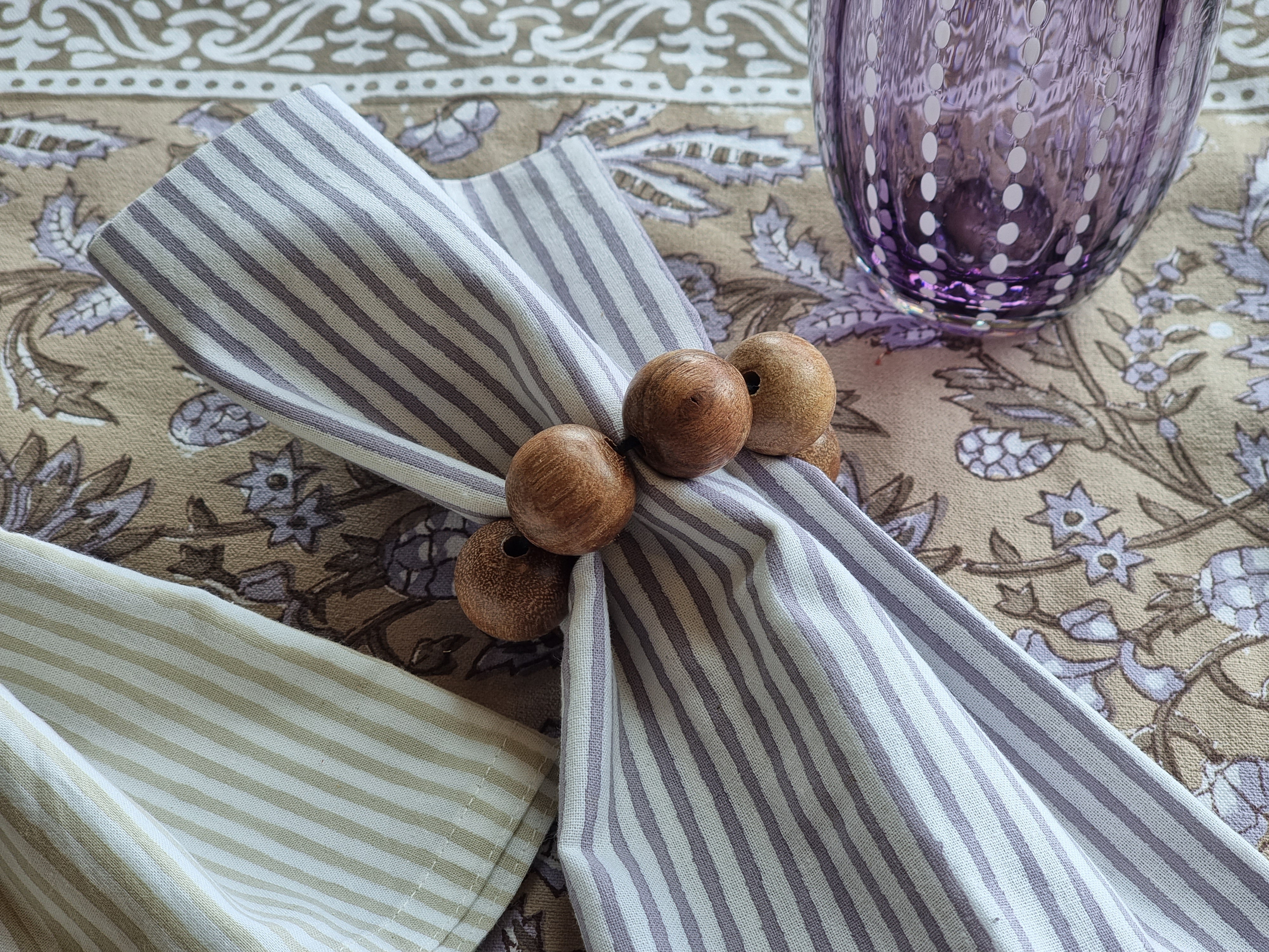 Wooden Napkin Ring - Beads Design (Pack of 4)
