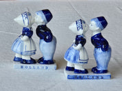 Pair of Vintage Delftware Dutch Boy & Girl Kissing Porcelain Figurines