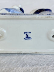 Pair of Vintage Delftware Dutch Boy & Girl Kissing Porcelain Figurines