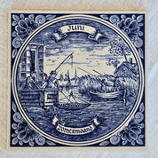 Vintage Delftware Dutch Juni Zomermaand Hanging Wall Tile