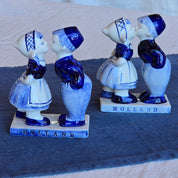 Pair of Vintage Delftware Dutch Boy & Girl Kissing Porcelain Figurines