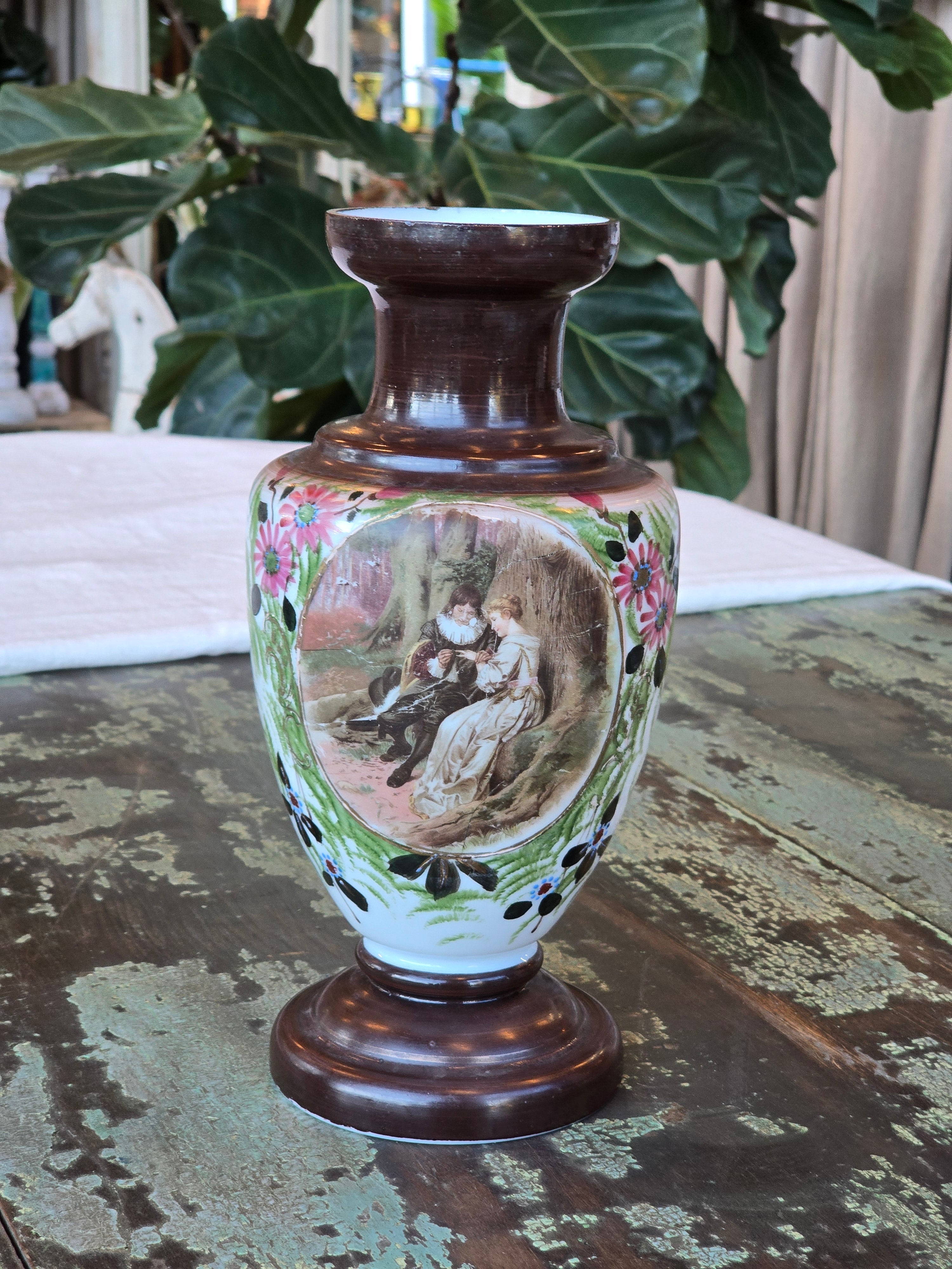 Antique Victorian Handmade Bristol Glass Vase