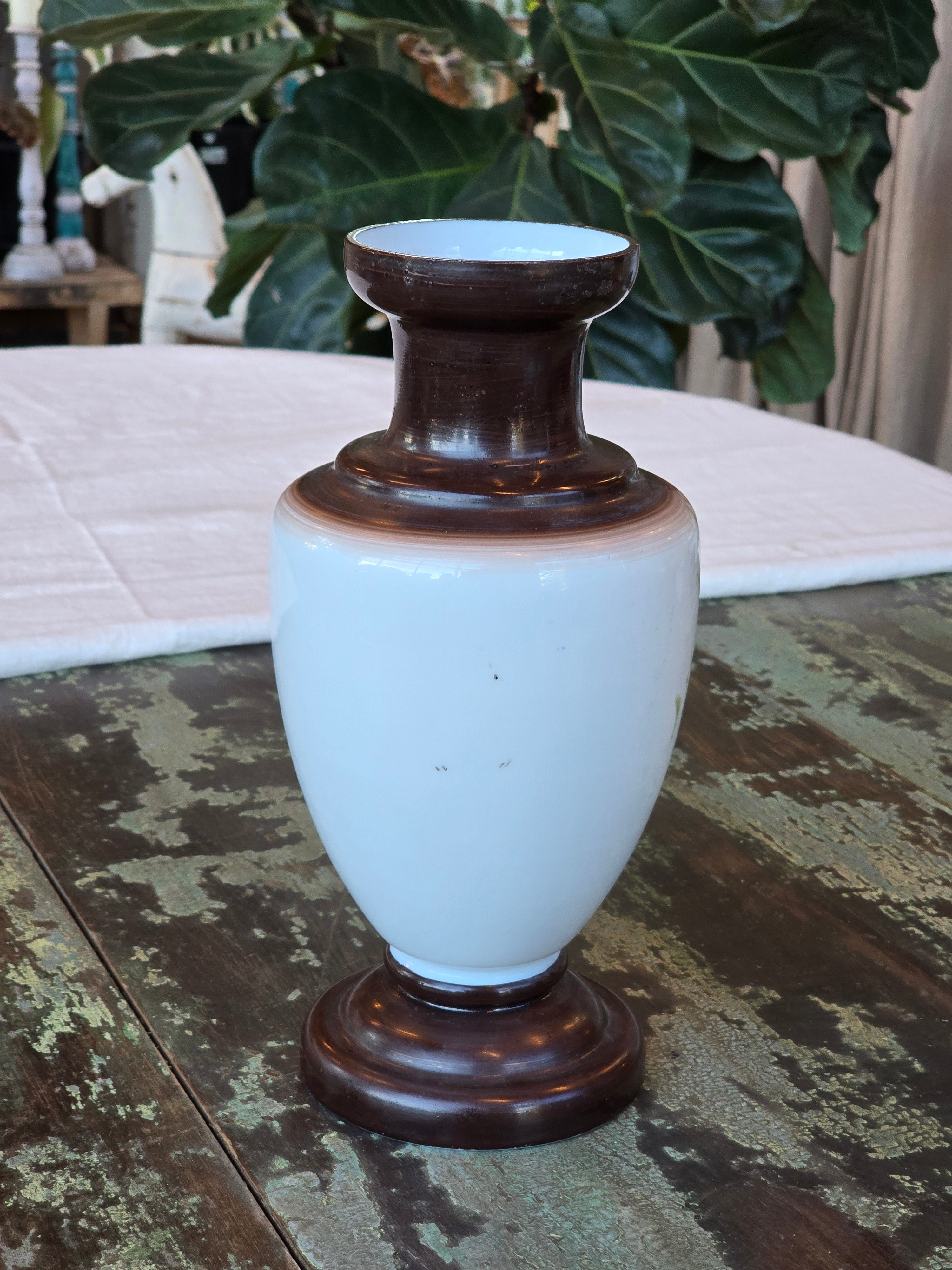 Antique Victorian Handmade Bristol Glass Vase