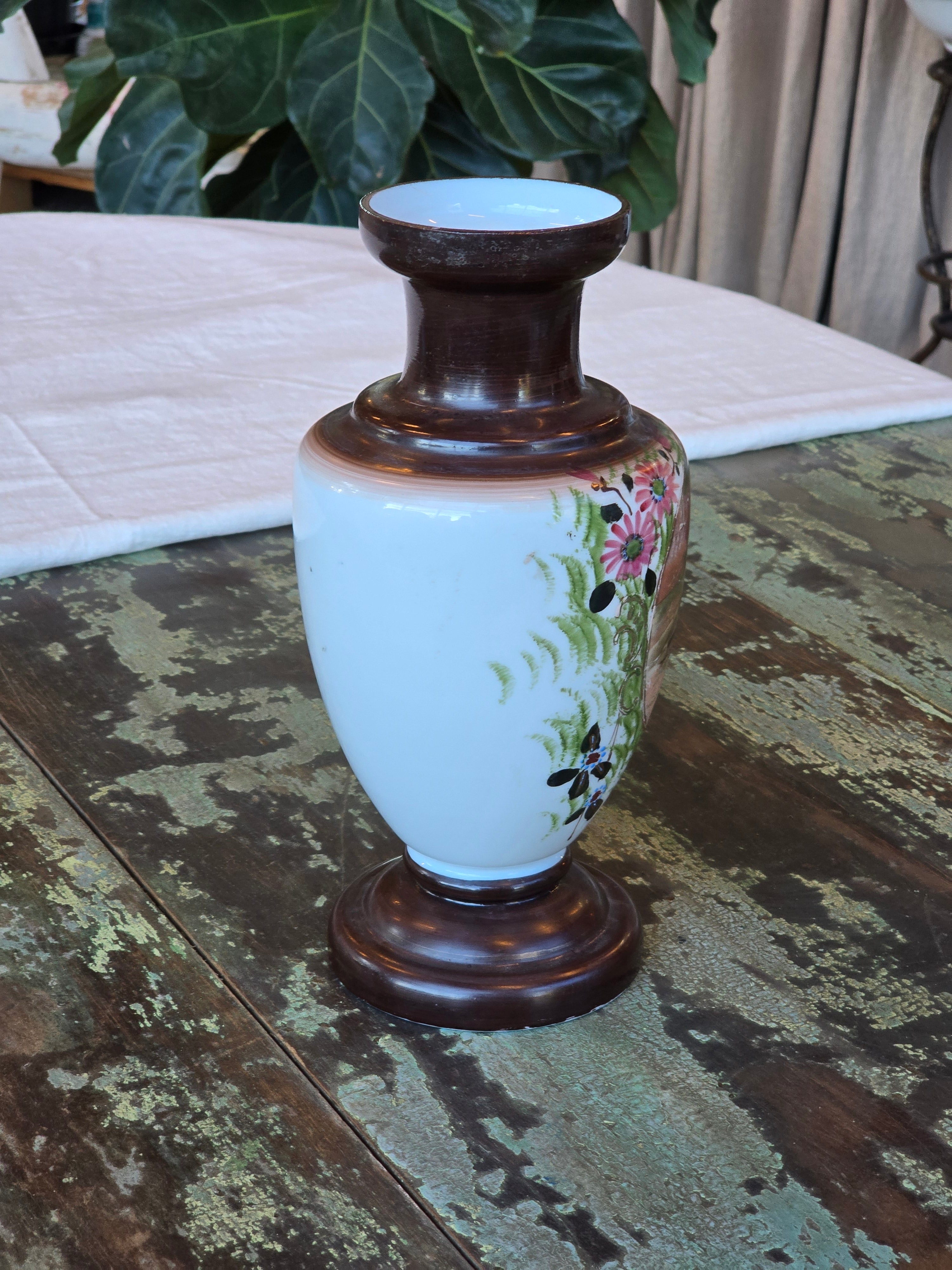 Antique Victorian Handmade Bristol Glass Vase