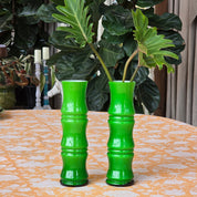 Pair of Cased Glass Bamboo Vases - circa 1970