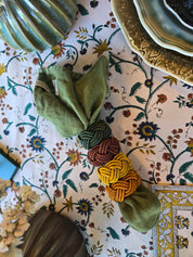 Napkin Ring Corded Design - Mixed Colour Set of 4