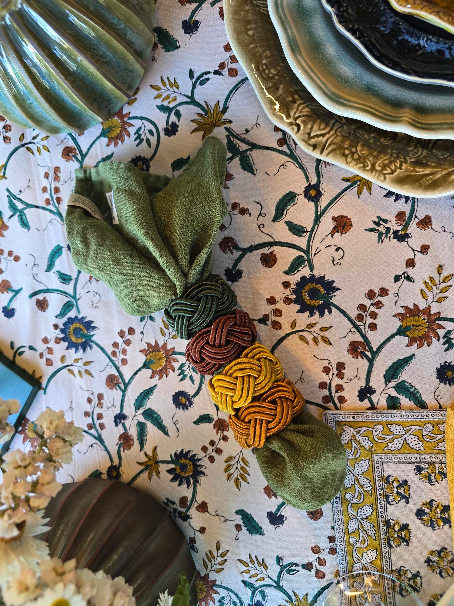Napkin Ring Corded Design - Mixed Colour Set of 4