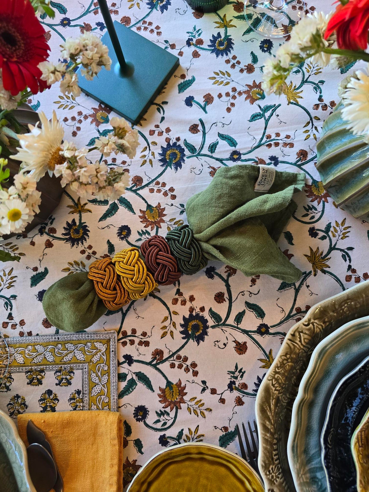 Napkin Ring Corded Design - Mixed Colour Set of 4