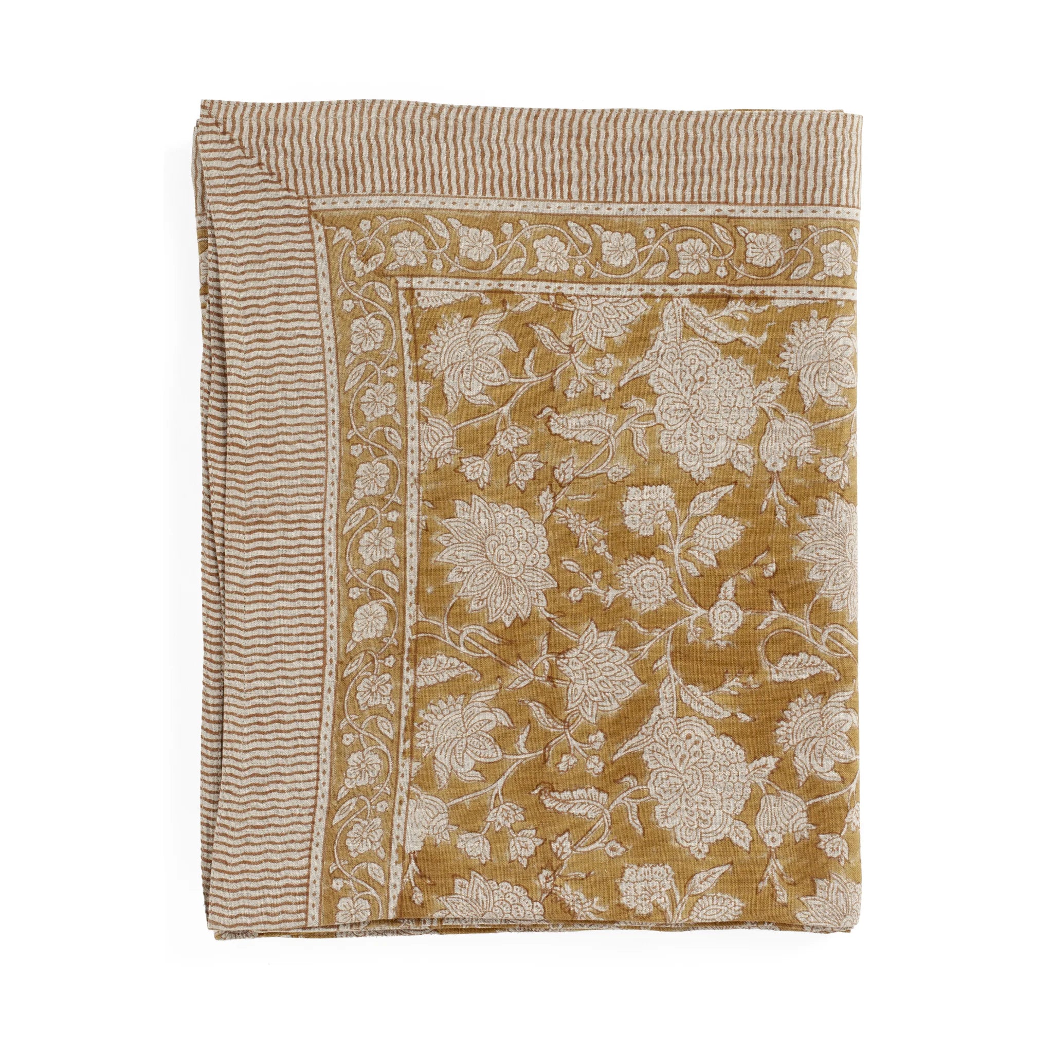 Linen Tablecloth Indian Rose - Ochre