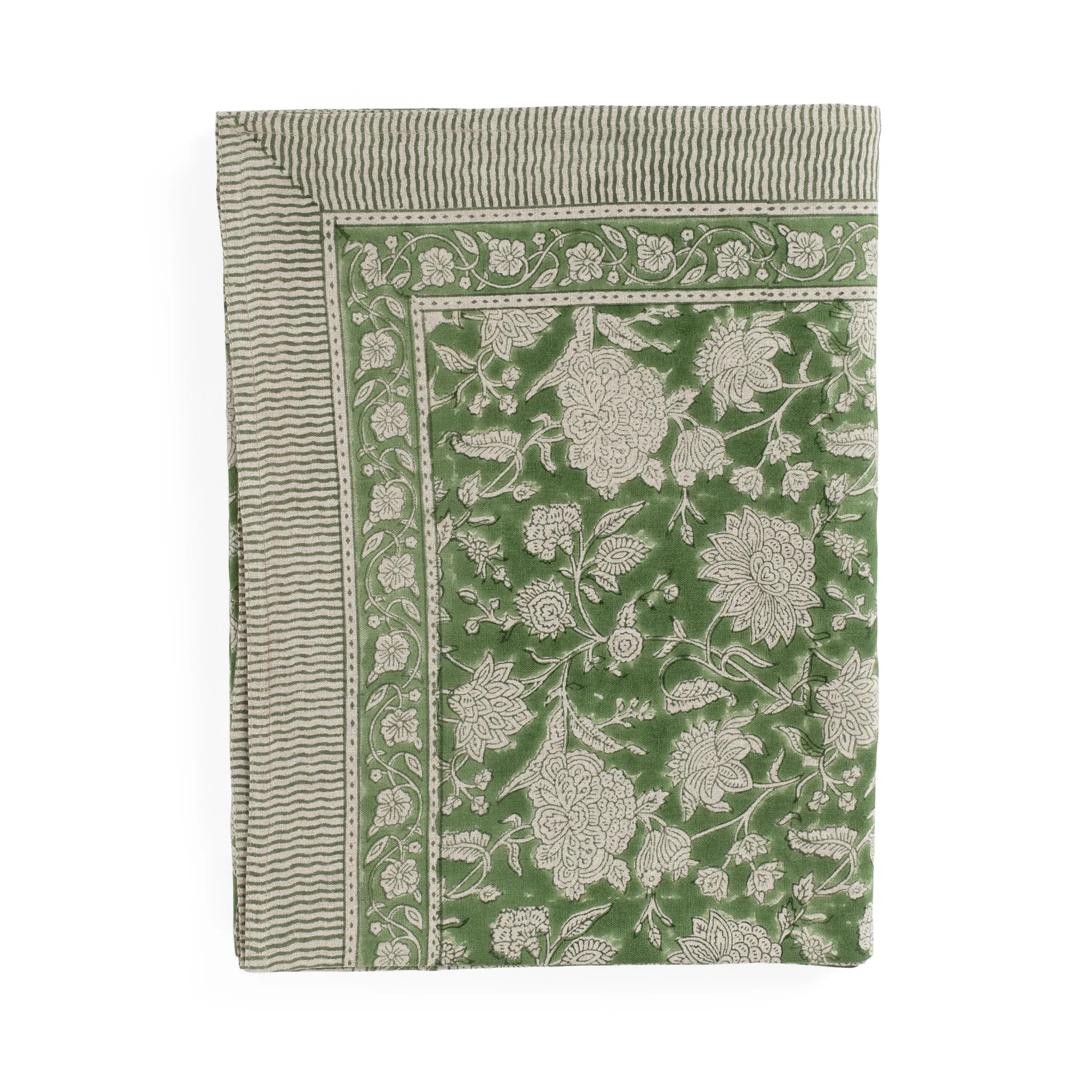Linen Tablecloth Indian Rose - Green