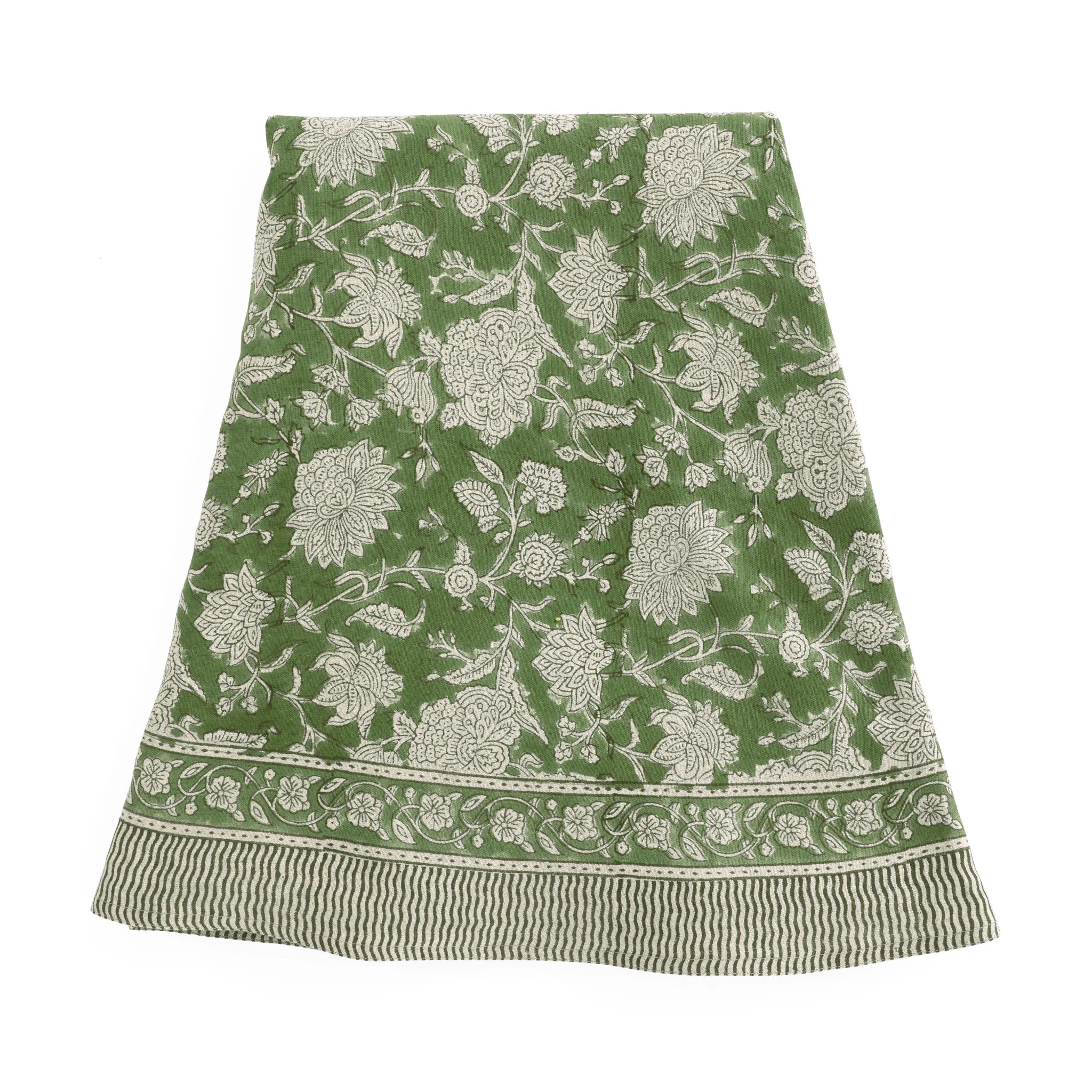 Linen Tablecloth Indian Rose - Green