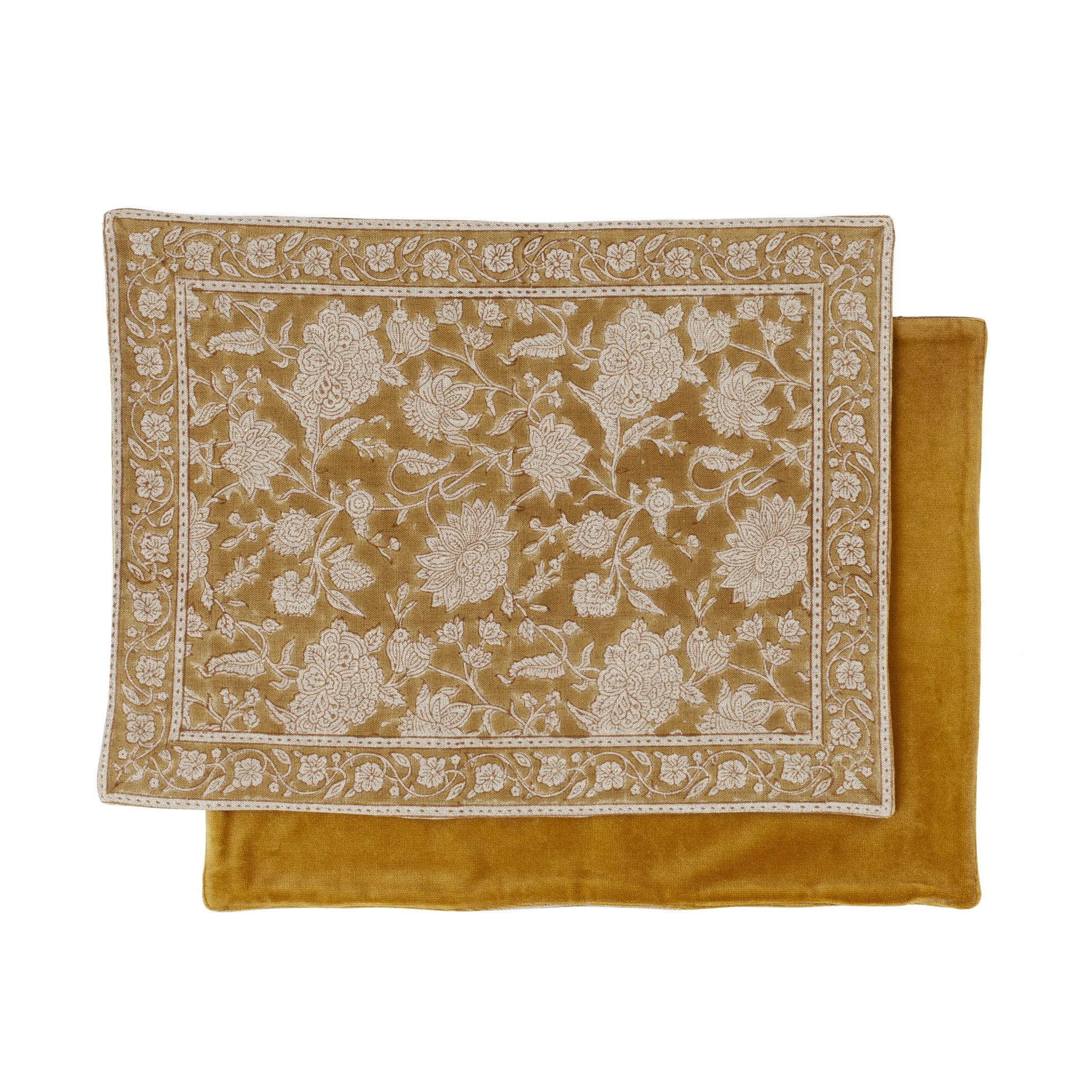 Linen Reversible Placemat Indian Rose - Ochre