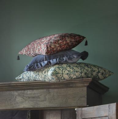 Velvet Cushion Covers with Ruffle - Dusty Blue