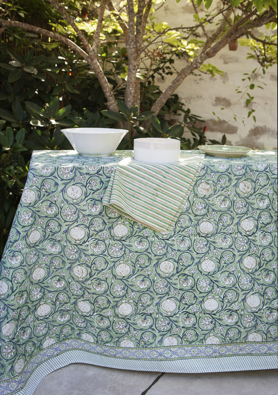Cotton Tablecloth Tangier Pomegranate - Green