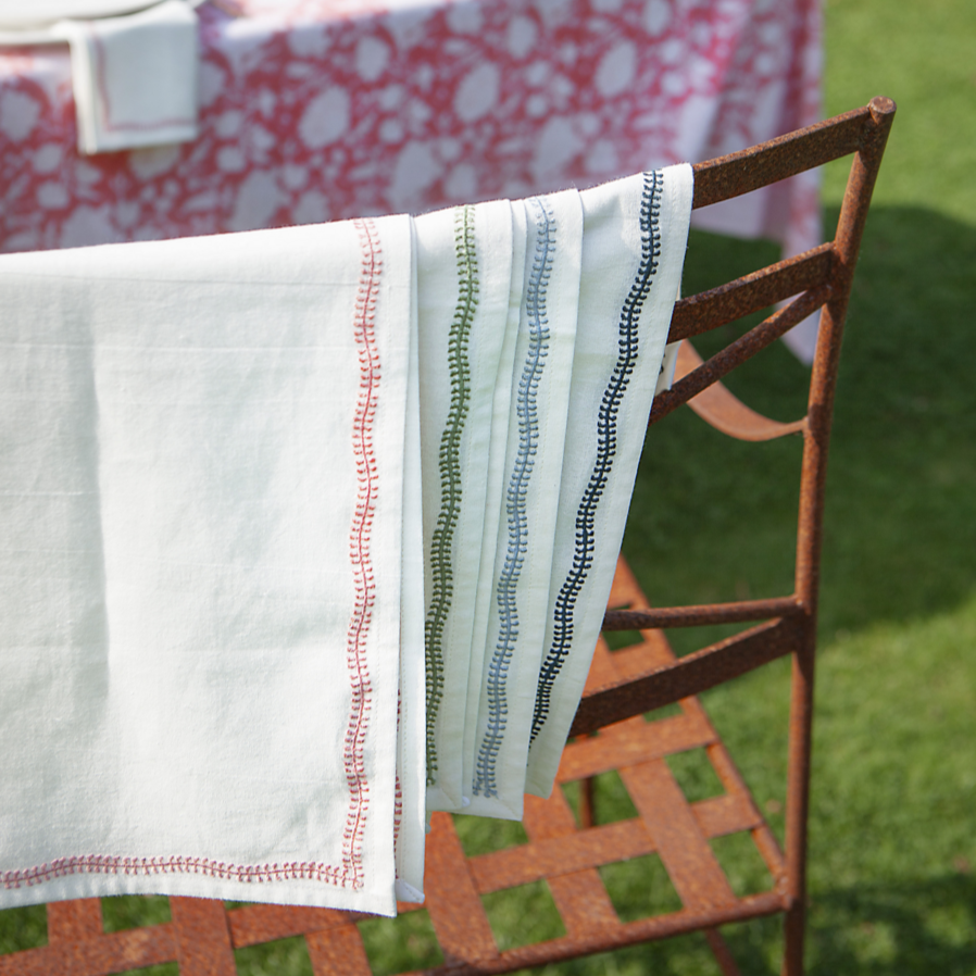 Cotton Napkin with Embroidered Border