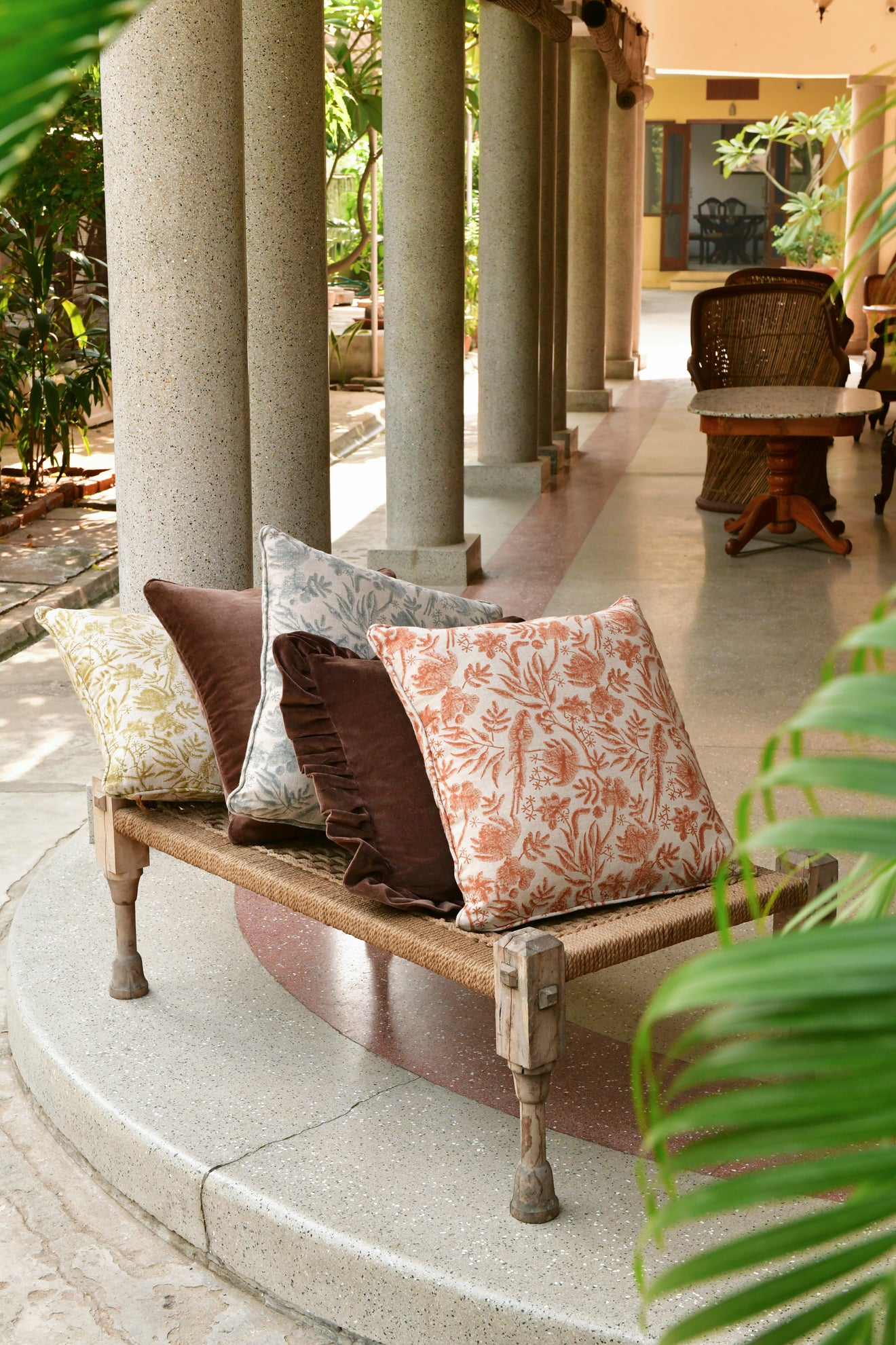 Linen Cushion Cover Parrot - Ochre