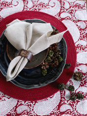 Cotton Tablecloth Big Paisley Design - Red