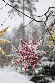 Hand block printed Origami Stars - Ochre & Grey Set of 3