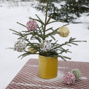 Hand block printed Origami Baubles - Ochre & Grey Set of 3