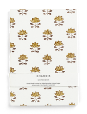 Hand block printed notebook - Ochre/Grey