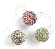 Hand block printed Origami Baubles - Ochre & Grey Set of 3