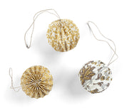 Hand block printed Origami Baubles - Ochre & Grey Set of 3