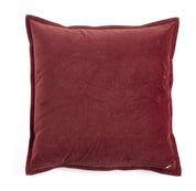 Velvet & Linen Embroidered Edge Cushion Cover - Red