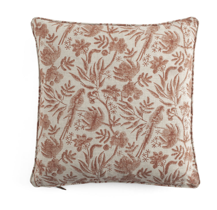 Linen Cushion Cover Parrot - Rust