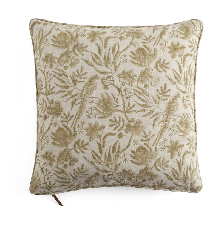 Linen Cushion Cover Parrot - Ochre