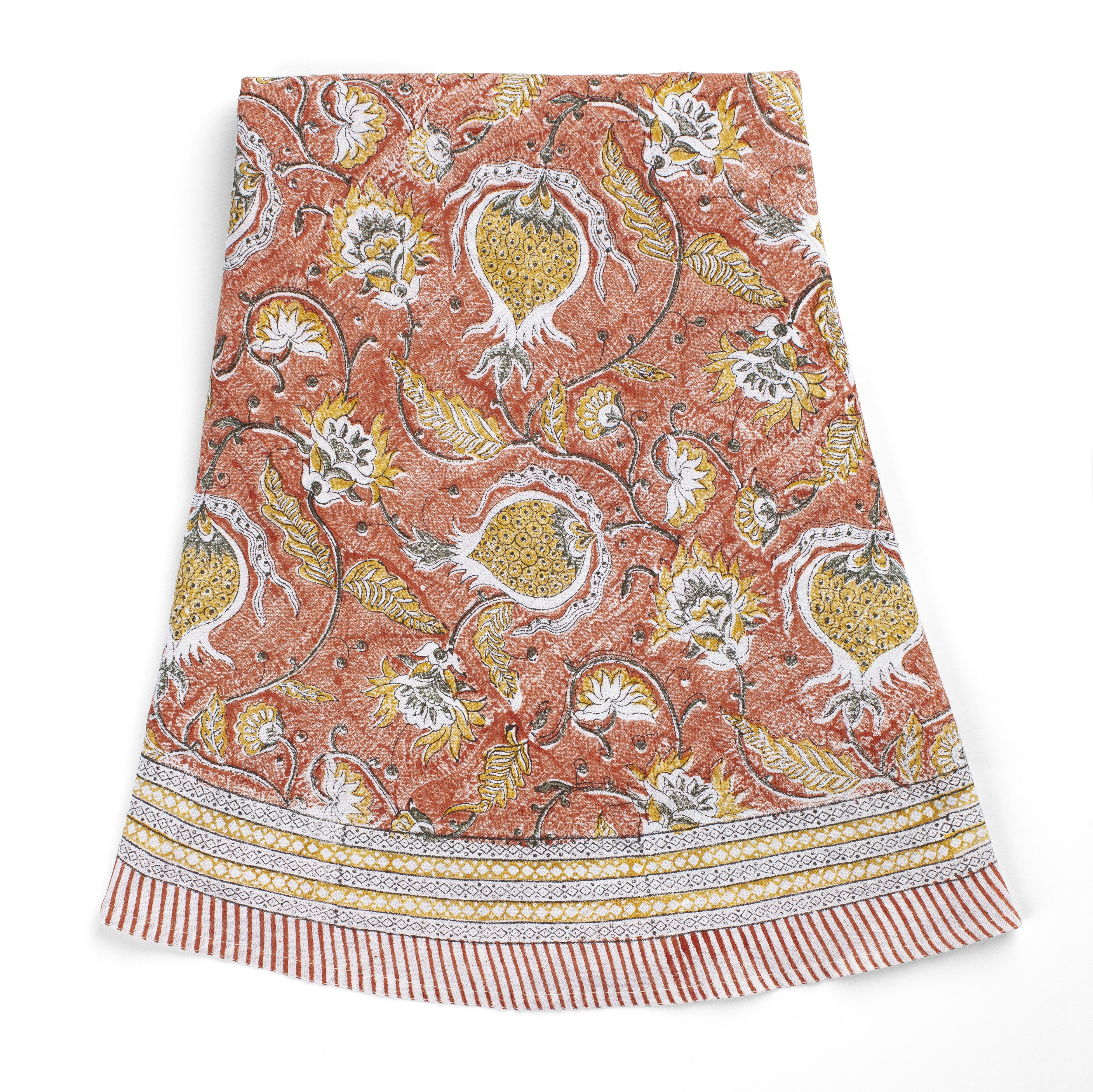 Linen Tablecloth Pomegranate Design - Orange