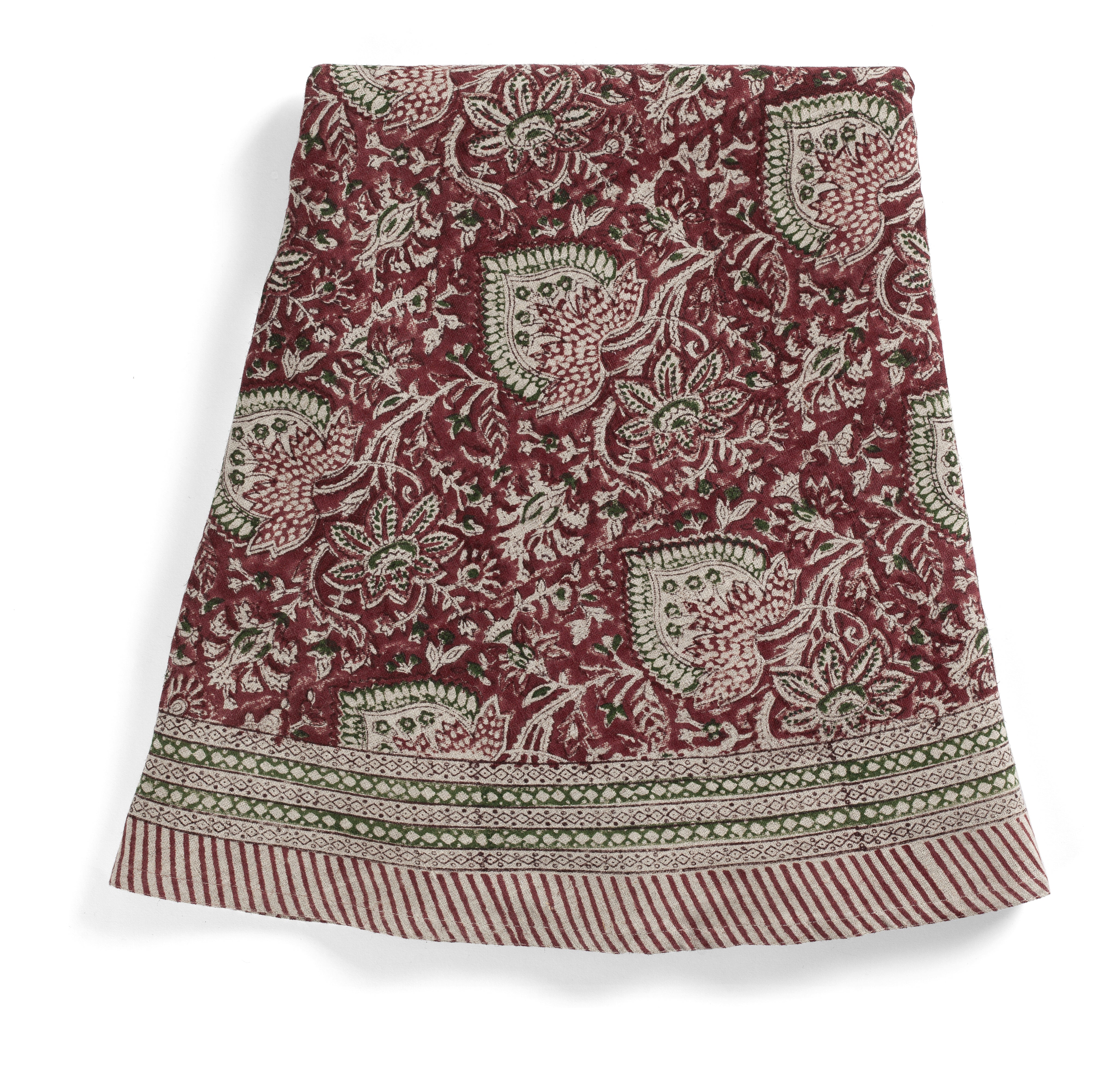 Linen Tablecloth Oriental Design - Red