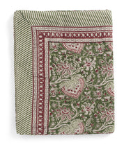 Linen Tablecloth Oriental Design - Green