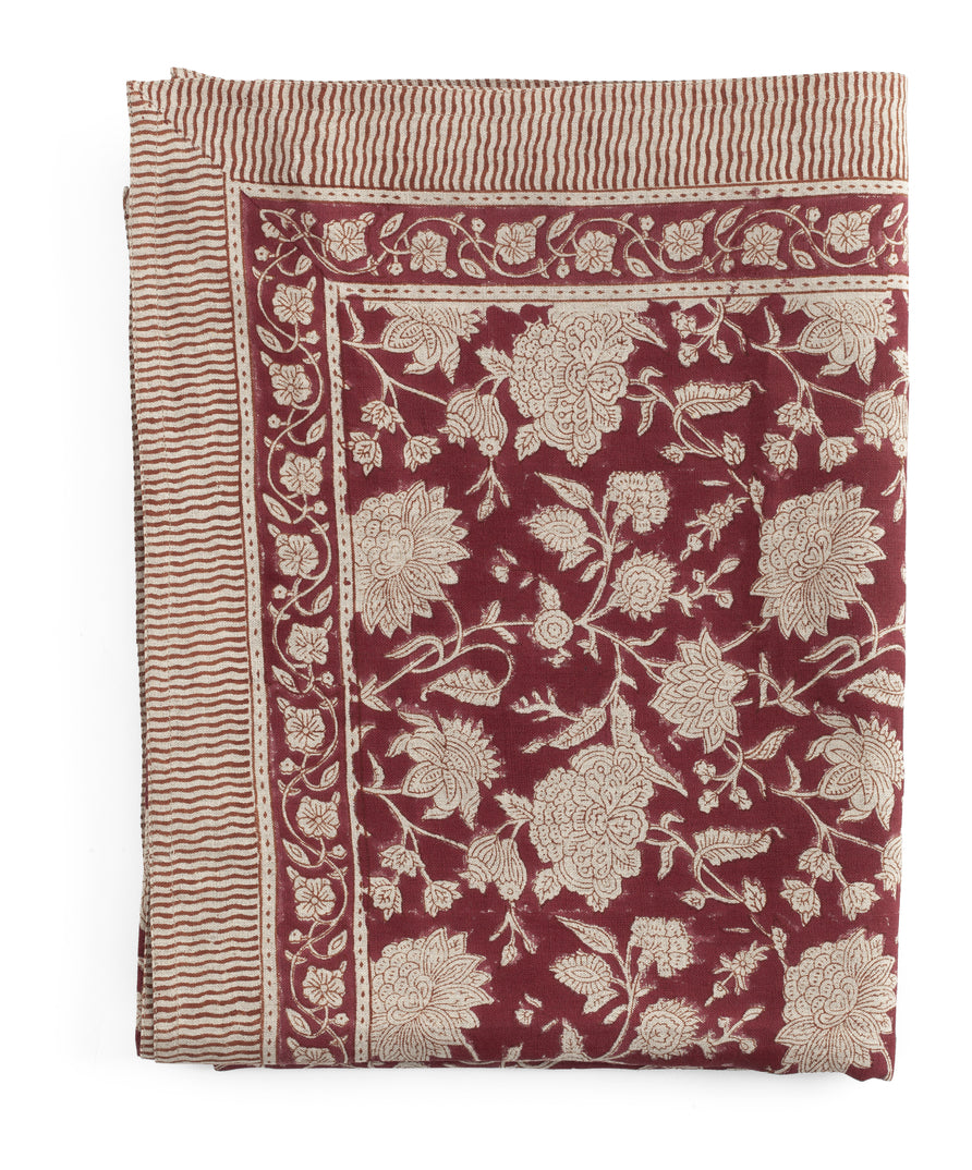 Linen Tablecloth Indian Rose - Red