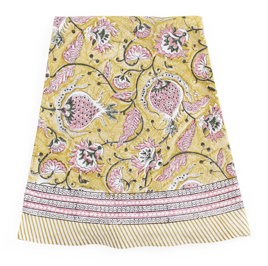 Cotton Tablecloth Pomegranate - Yellow & Rose
