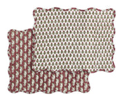 Organic Cotton Quilted Placemat Paisley& Hyacinth - Red & Green
