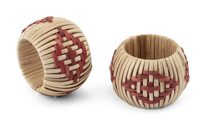 Napkin Ring Woven Raffia - Red - Set of 2