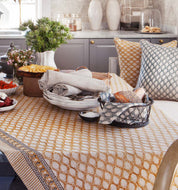 Linen Tablecloth Cypress Design - Ochre