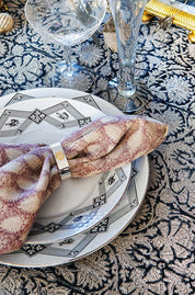 Linen Tablecloth Paradise Design - Dark Blue