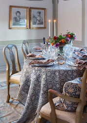 Linen Tablecloth Paradise Design - Dark Blue