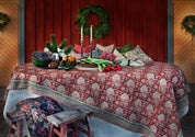 Linen Tablecloth Oriental Design - Red