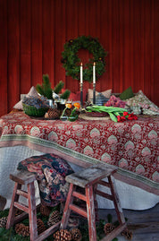 Linen Tablecloth Oriental Design - Red