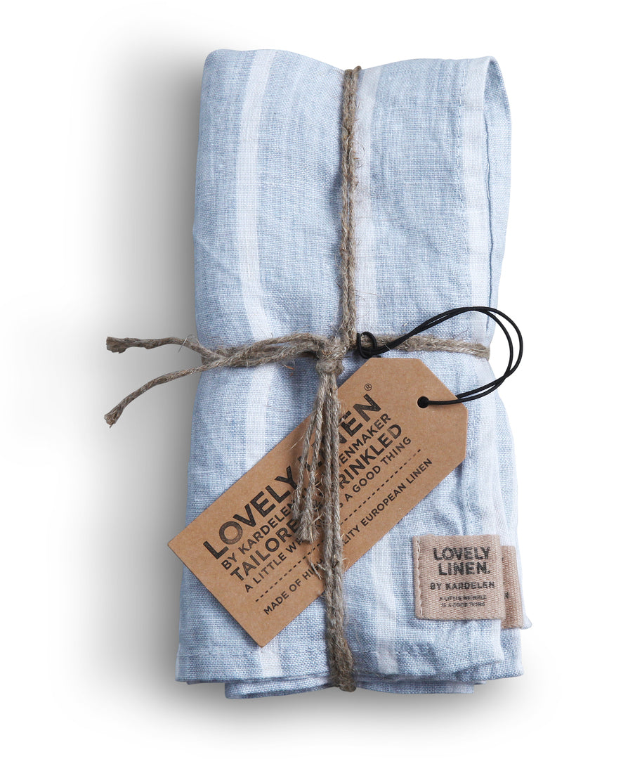 Linen Napkin Stripe or Check design in Blue set of 4