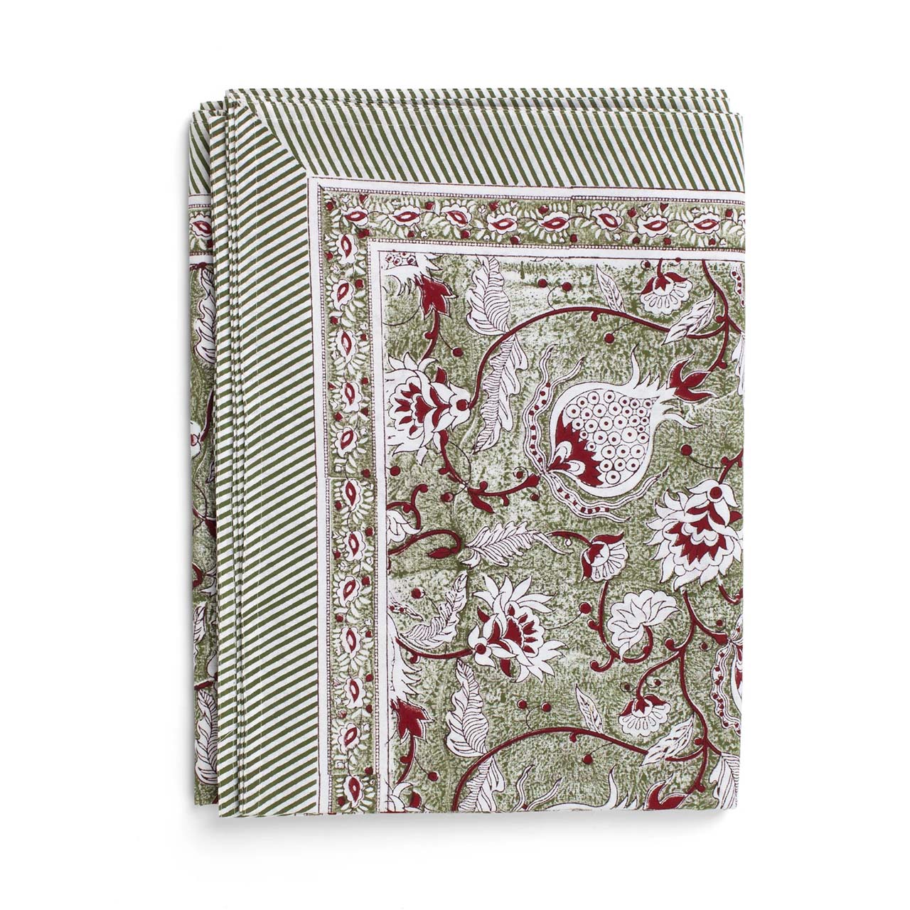 Cotton Tablecloth Pomegranate Design - Green