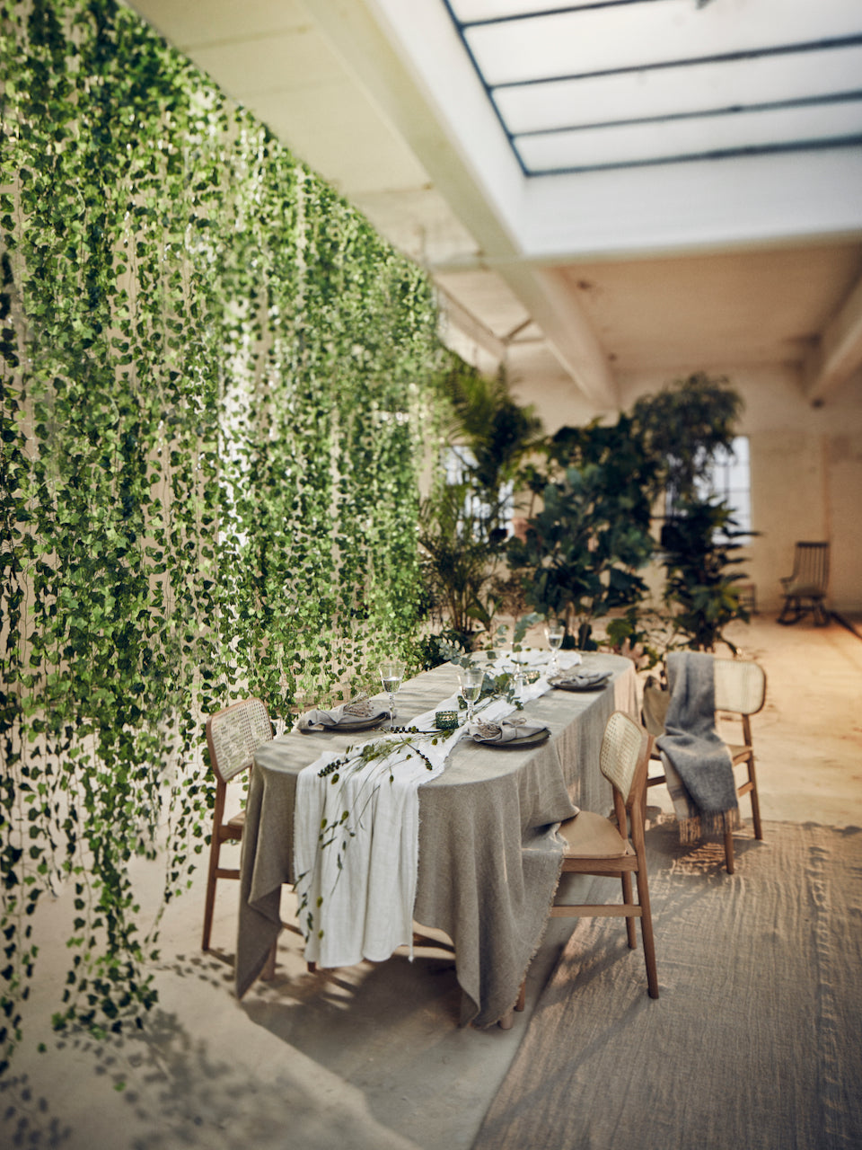 Extra Wide Rustic Frayed Edge Linen Tablecloth