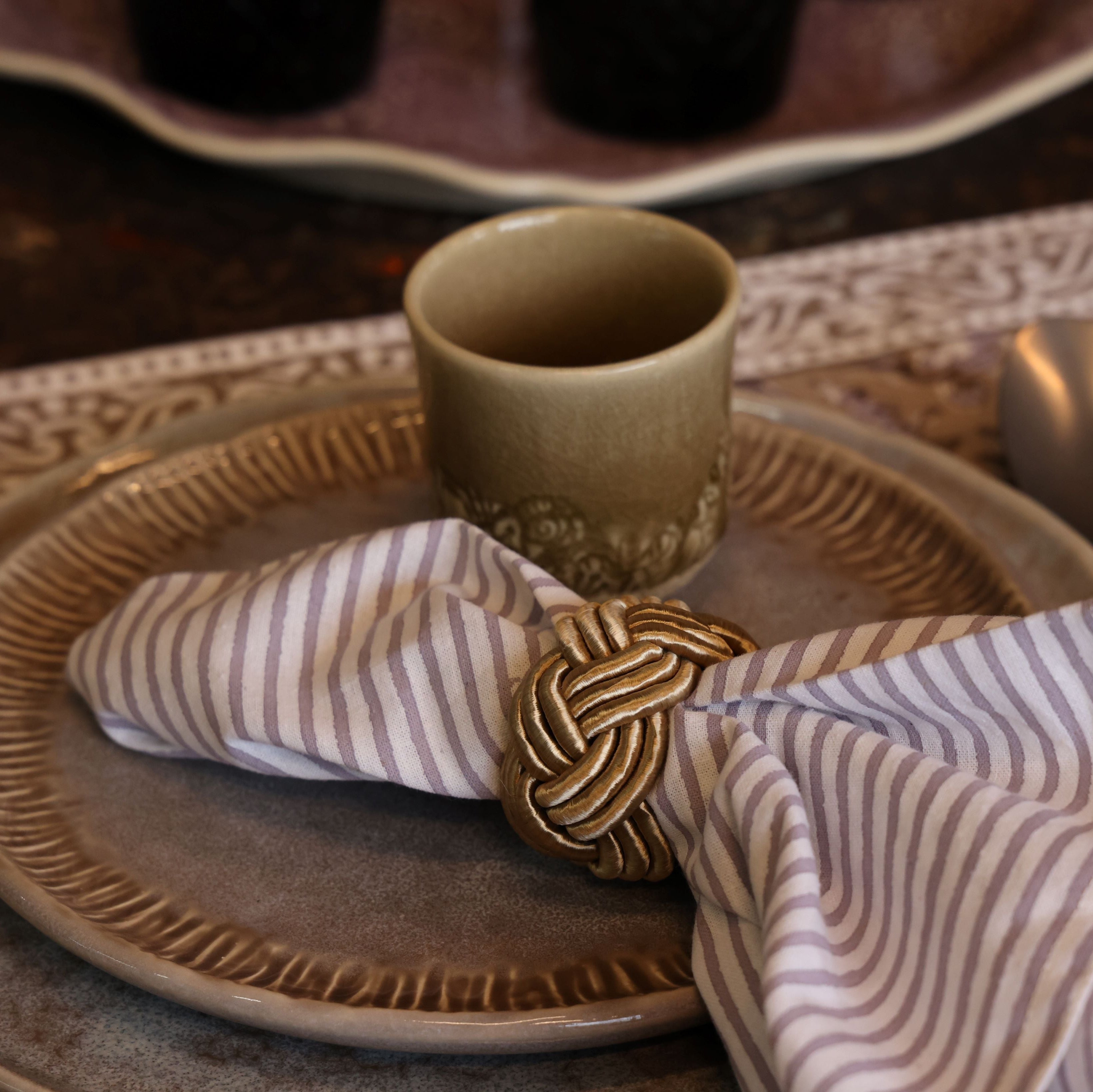 Napkin Ring Corded Design - Set of 4
