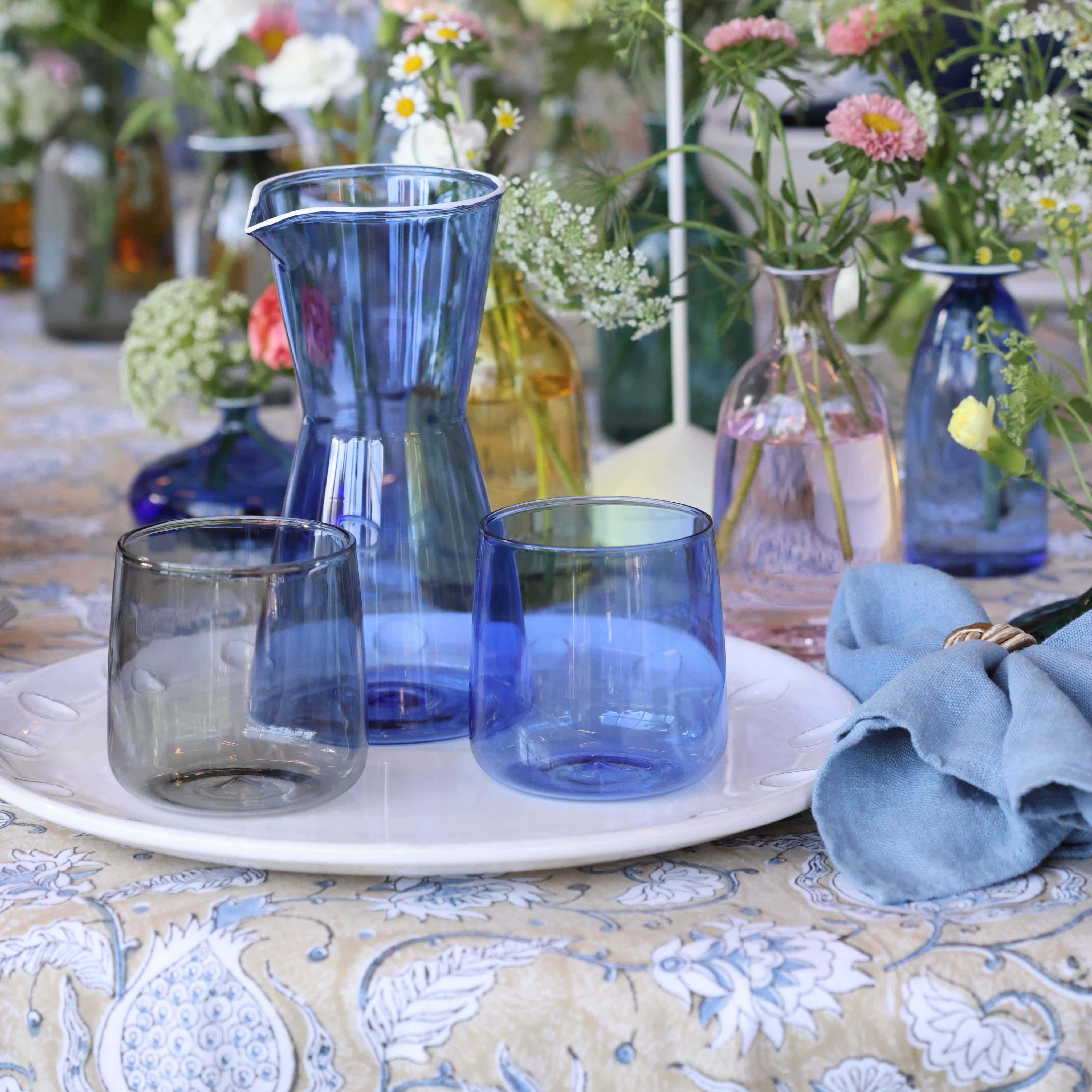 Cotton Tablecloth Pomegranate Design - Blue