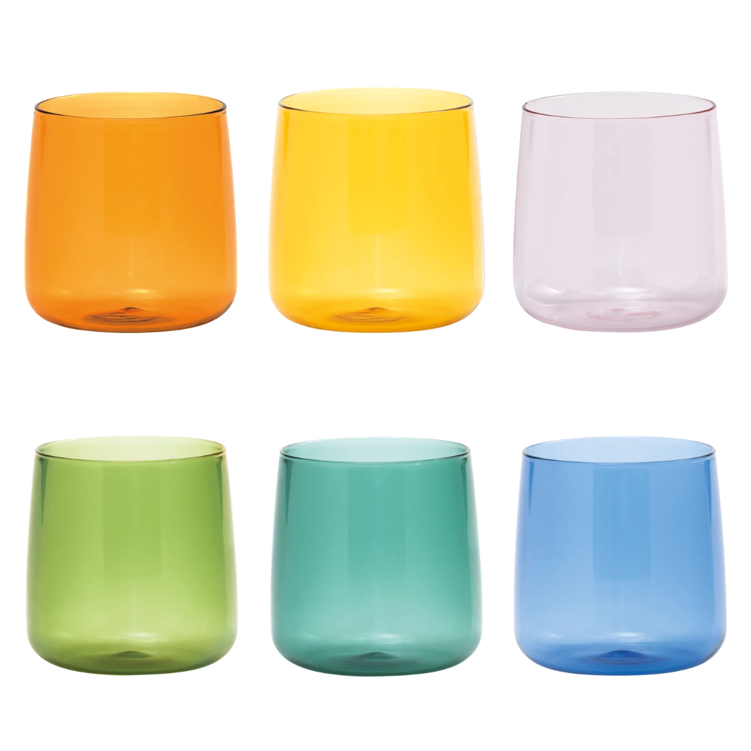NO BILIA Handmade Coloured Glass Tumblers Set of 6