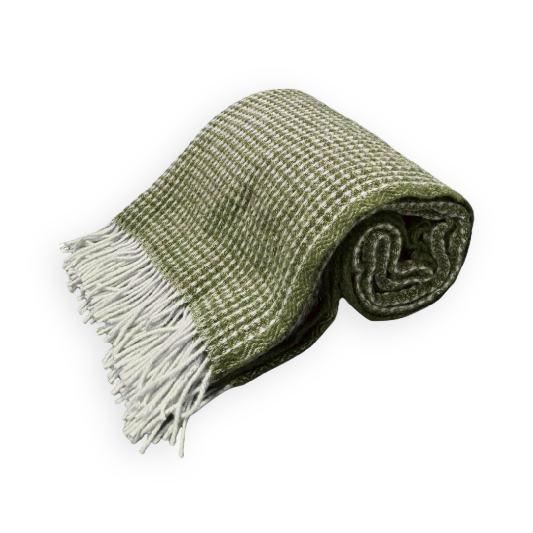 Waffle Pure Wool Fringed Throw