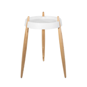 LIOLA Side Table - White with Natural Ash Timber Legs